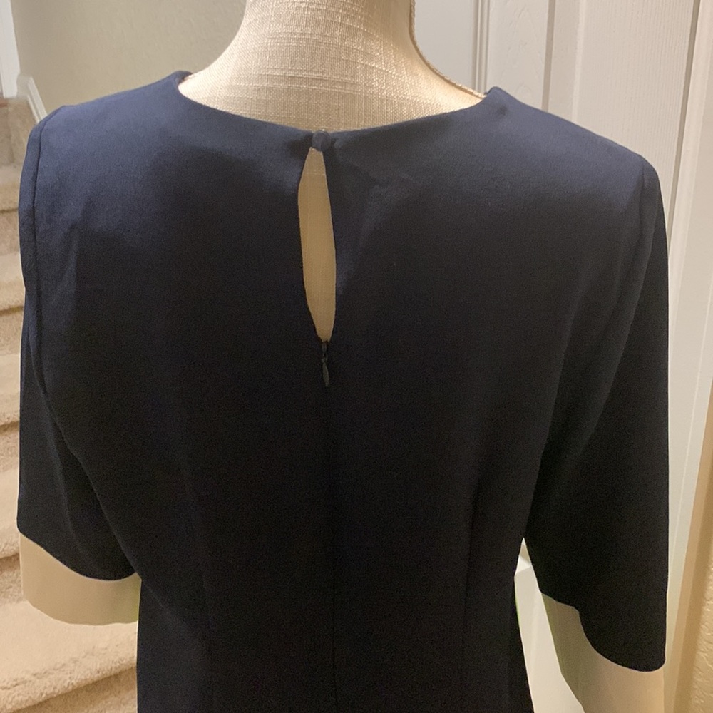 Navy neon green white color block dress - Picture 6 of 8